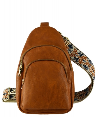 Fashion Guitar Strap Sling Bag Backpack AD768 TAN
